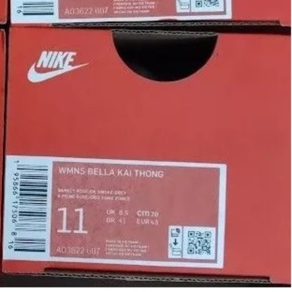Nike Bella Kai Thong Flip-Flop Slide Cushioned Sandal AO3622 Barely Rose/Grey - Picture 7 of 9